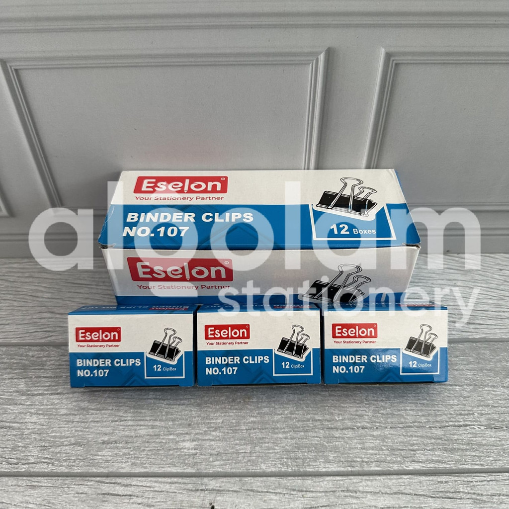 

SELUSIN ( 12 PCS ) Binder Clip Penjepit Kertas Hitam No. 107 lengkap