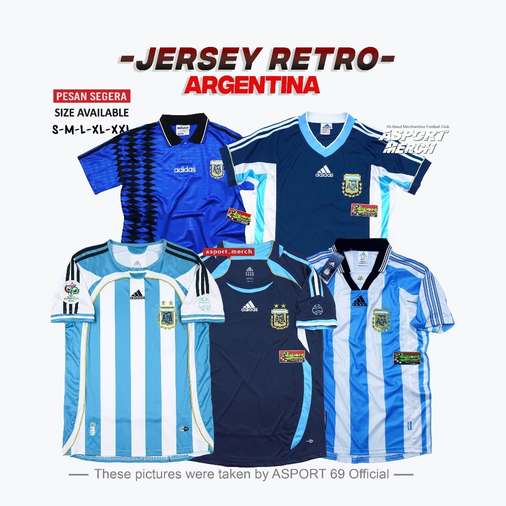 ASPORT ARGENTINA RETRO   RETRO ARGENTINA HOME AWAY THIRD KOLEKSI  ARGENTINA RETRO 1994 - 2006