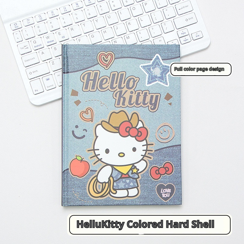 

New Hellokitty A5 Hardshell Notebook Color Pages Hand Drawn Bookbook Student Stationery Set Accessories Wholesale