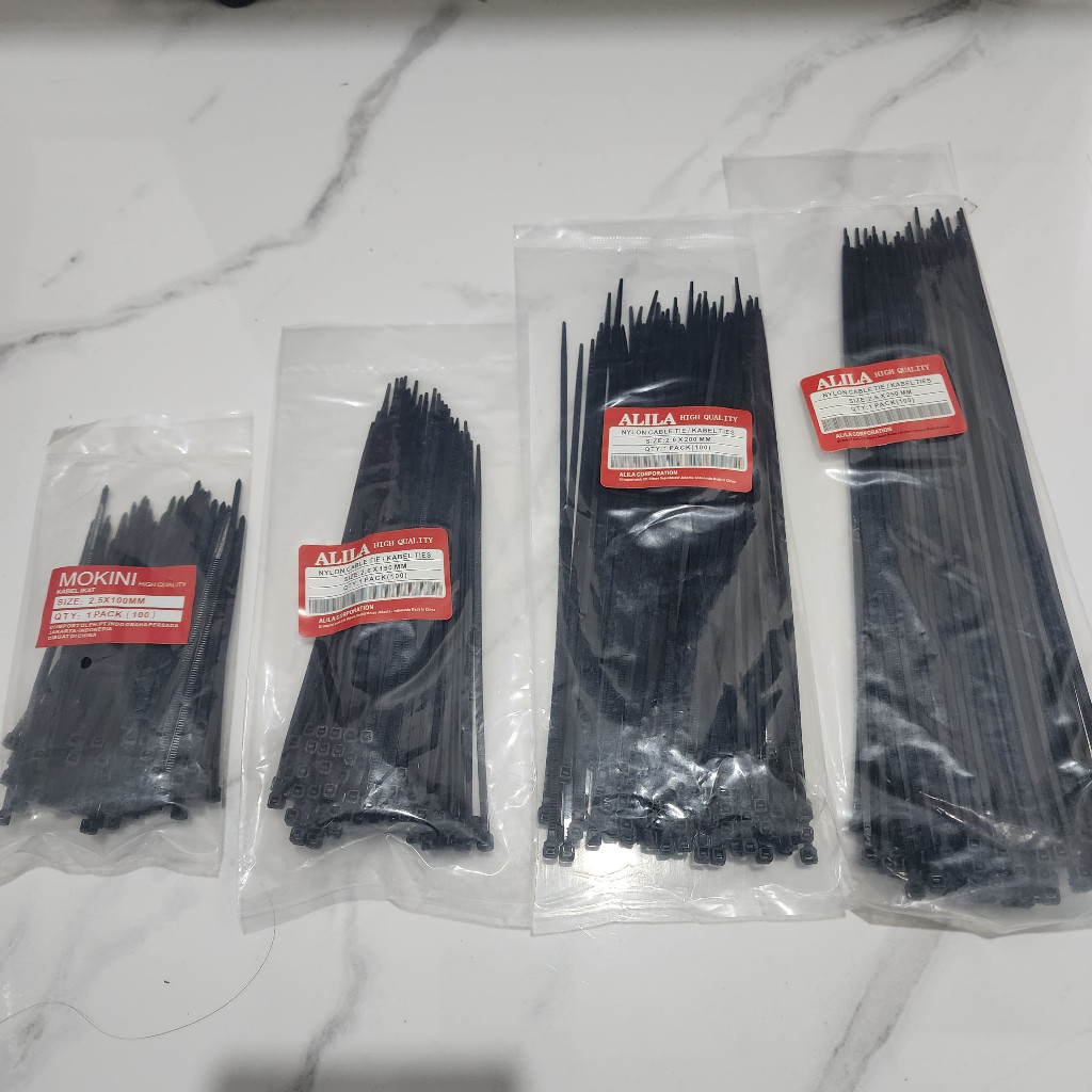 

Kabel Tis/Kabel Ties/Cable Ties 10cm, 15cm, 20cm, 25 cm jaminan kuat, elastis (1 pax isi 100 pcs)