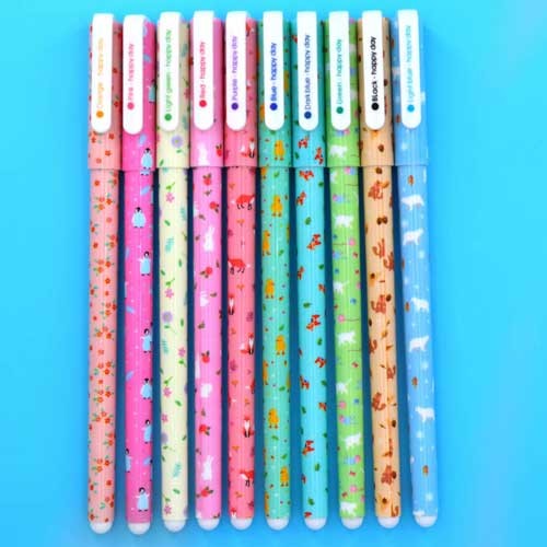 

10 Pcs/Set Color Pen Flower Animal Starry Star Sweet Flora Colored Gel Pen 0.5mm Cute Pens for School Kawaii Korean Stationary