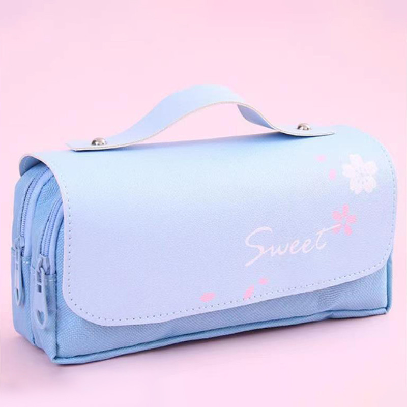 

Cute Cat Large Capacity Stress Relieving Pencil Case Big Pencil Box Portable Girls Pen Bag Double Layer School Pouch Kawaii Bag