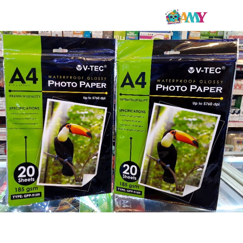 

GLOSSY PHOTO / V-TEC GLOSSY PHOTO PAPER A4 185GSM AMY STASIONARY