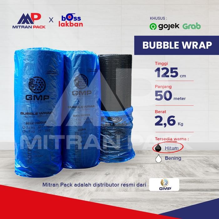 

Bubble Wrap GMP 125 cm x 50 meter Hitam Bening Merah Biru - Hitam 2,6 kg, Core