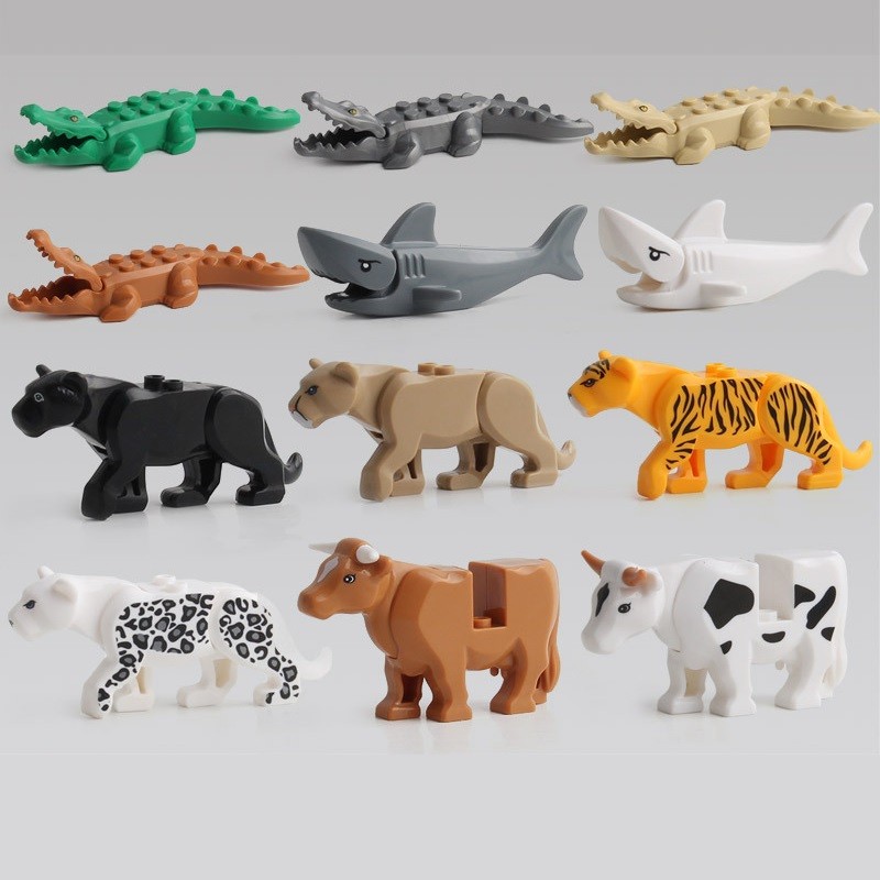 Animals Zoo Mini Action Figures Friends Set Tiger Giraffe Hobbies Playmobil Accessories Building Blo