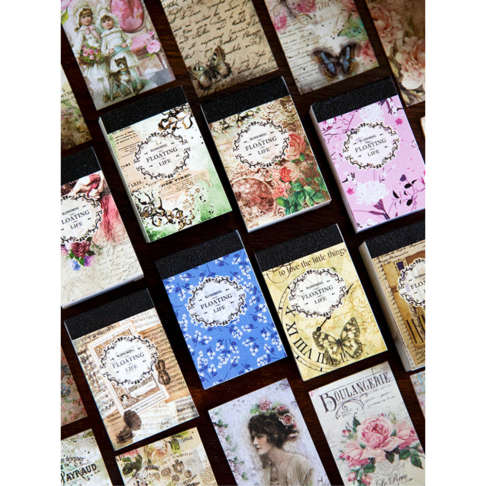 

100pcs/pack Floral Materials Paper Mini Book DIY Scrapbooking Art Collage Photo Album Decor Junk Journal Craft Paper