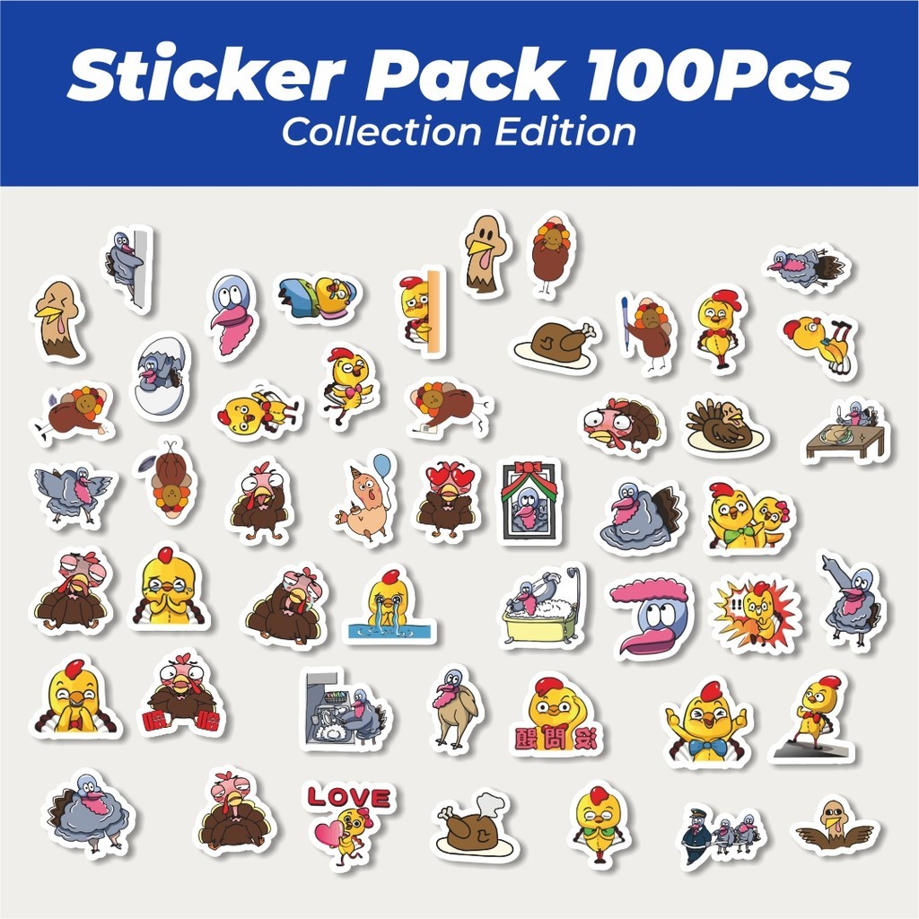 

Hot Sticker Hewan Kalkun Lucu Anti Air Stikers Berperekat Waterproof Sticker Decal Buat Motor Helm Buku Journal Koper Casing HP Laptop Botol Minum