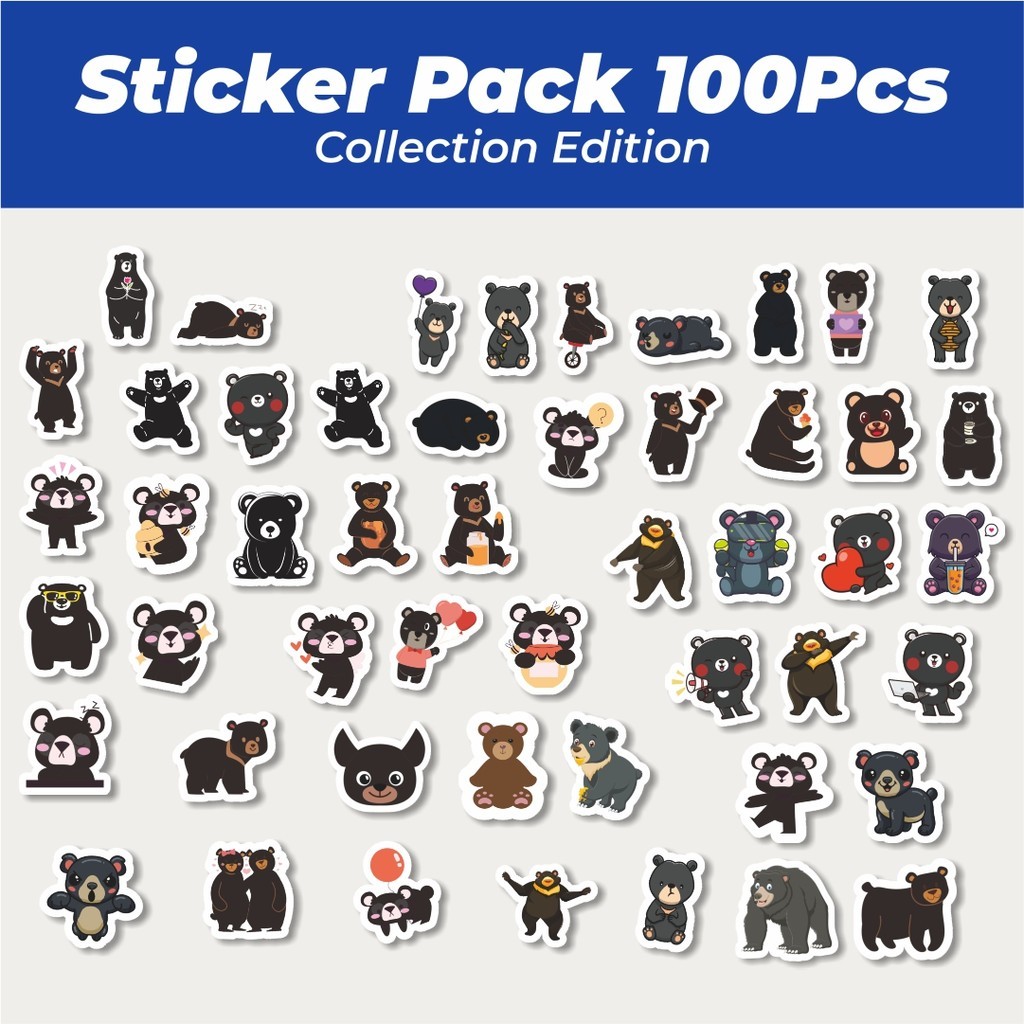 

Hot Sticker Hewan Beruang Hitam Lucu Anti Air Stikers Berperekat Waterproof Sticker Decal Buat Motor Helm Buku Journal Koper Casing HP Laptop Botol Minum
