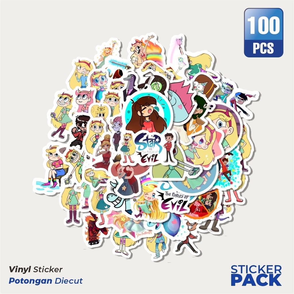 

100 PCS STIKER Kartun Star vs The Forces Of Evil Waterproof Aesthetic- Untuk Laptop, Motor, dan Helm - Paper Stationery Pack