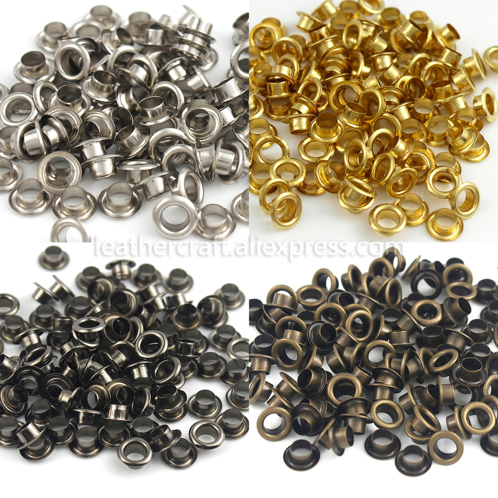 

100sets 4mm Brass Eyelet with Washer Leather Craft Repair Grommet Round Eye Rings For Shoes Bag Clothing Leather Belt Hat
