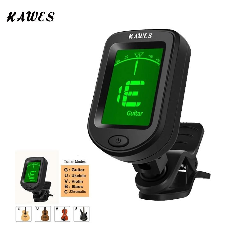 KAWES Gitar Akustik Tuner Ukulele Tuner Alat Musik Bass Tuner Digital Clip-on  Stem Gitar Digital / 