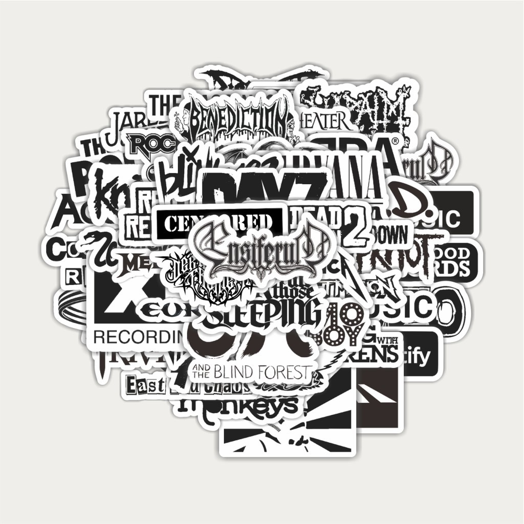 

Sticker Pack Stiker Random Logo Band Black & White Versi 1 | Sticker TUMBLR | Stiker LAPTOP KOPER HELM