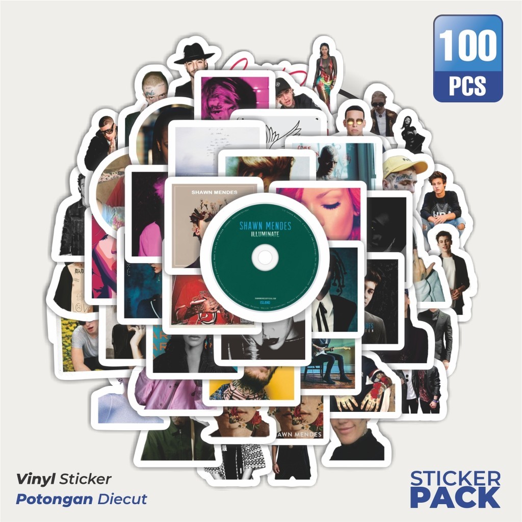 

100 PCS STIKER Lil Peep, Bunny, Shawn Mendes Rihanna Waterproof Aesthetic- Untuk Laptop, Motor, dan Helm - Paper Stationery Pack