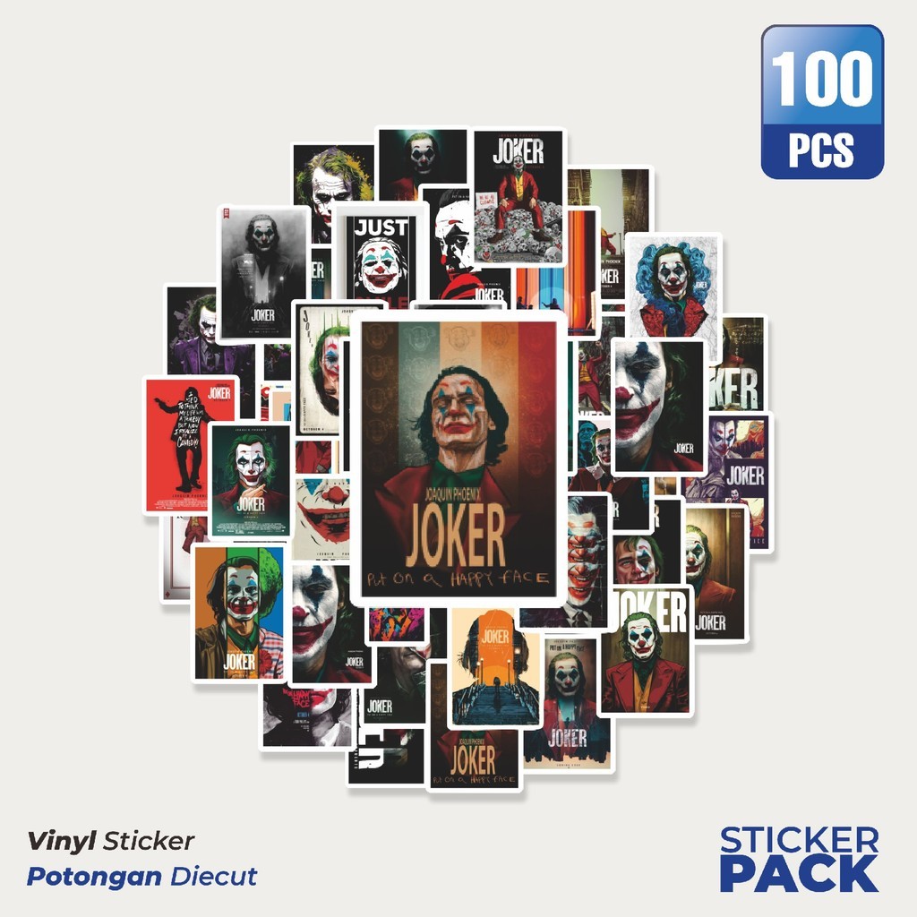 

MURAH 100 PCS Stiker Poster Joker Waterproof Aesthetic- Untuk Laptop, Motor, dan Helm - Paper Stationery Pack