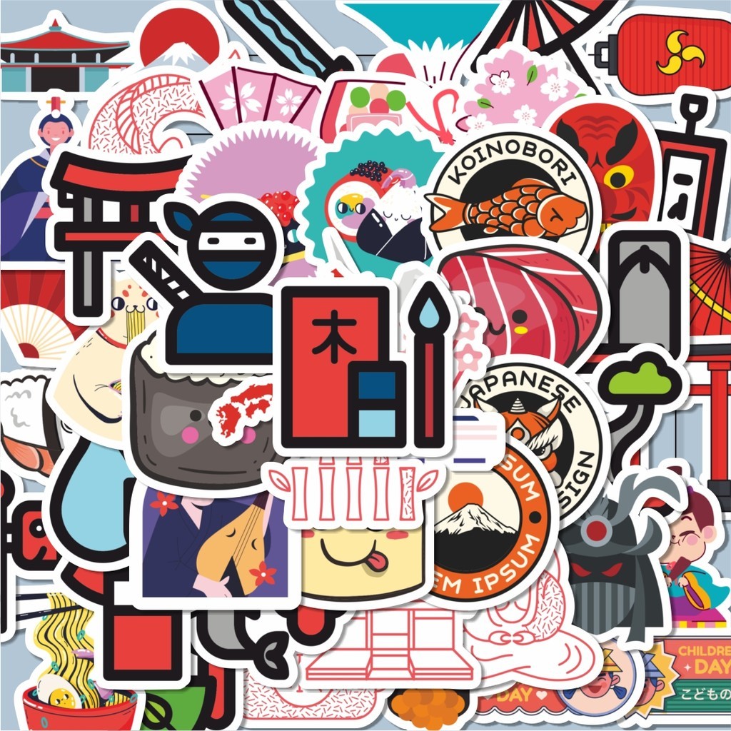 

100PCS Lucu Sticker Element Jepang Stiker Stiker Aesthetic Stiker Anti Air Stikers Berperekat Waterproof sticker decal buat Motor Helm Buku Journal Koper Casing HP Laptop Botol Minum Hadiah anak
