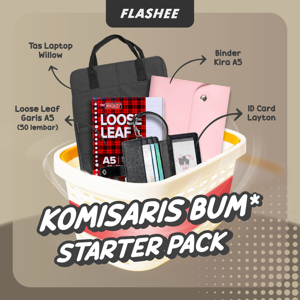 

Flashee Paket Tas Laptop Willow ID Card Layton Binder Kira A5 Paket SET Perlengkapan Kantor