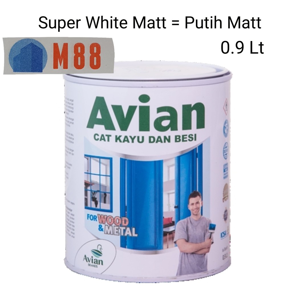 Cat AVIAN Kayu Besi 0.9 Lt PUTIH MATT / DOFF ( Liter - 1 kg)