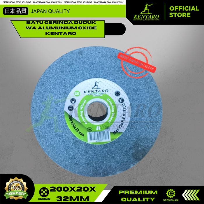 Hot Produk BATU GERINDA DUDUK 8 INCH GRIT 60 WA ALUMINIUM OXIDE ASAH BESI KENTARO Terbaik dan Terlar