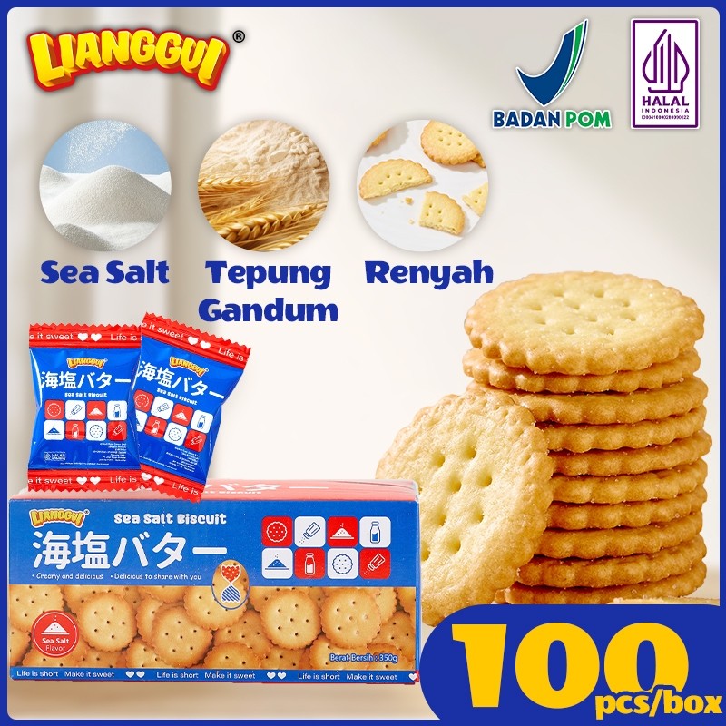 

Beli 50 Get 50 Seasalt Biscuit Halal Cemilan Renyah Gurih,Cocok untuk Sarapan, Lianggui