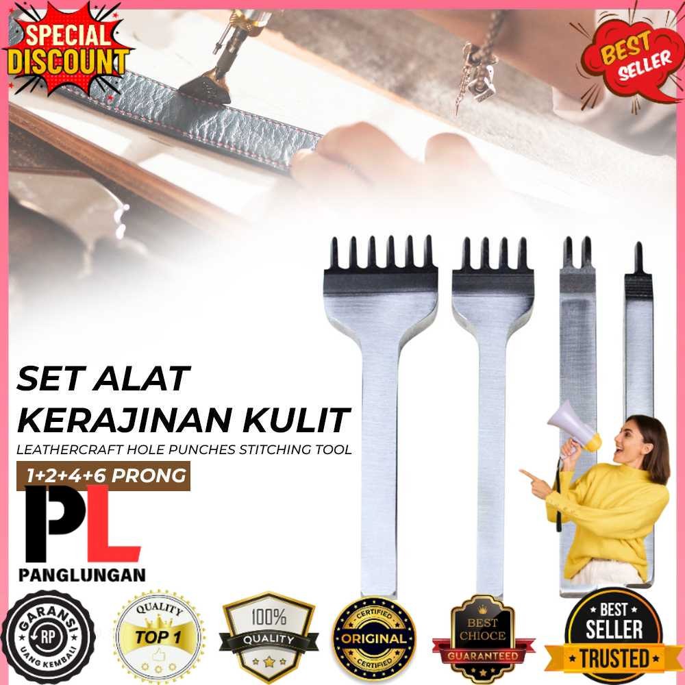 

Alat DIY Kulit Leathercraft Hole Punches Stitching Tool 1+2+4+6 Prong
