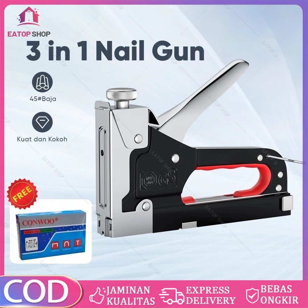 

3 In 1 Stapler Gun Staples Tembak Gun Tacker Powerfull Pistol Stapler Gratis 600 Staples