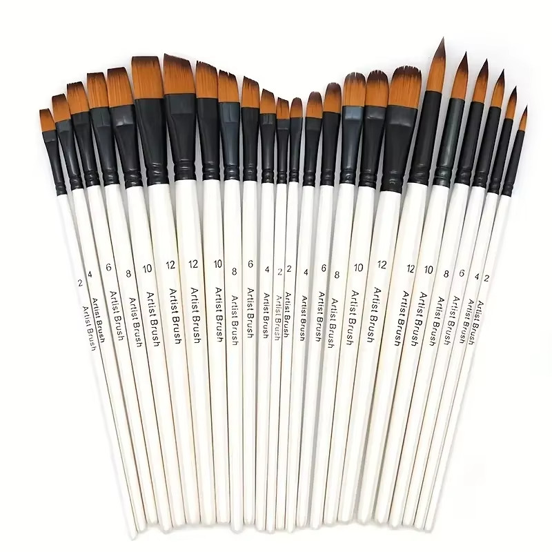 

6pcs/set Artist Paint Brushes Two-tone Nylon Tips Artist Paint Brush For Acrylic Oil Watercolor Acrylic Paint Body Face Rock Art