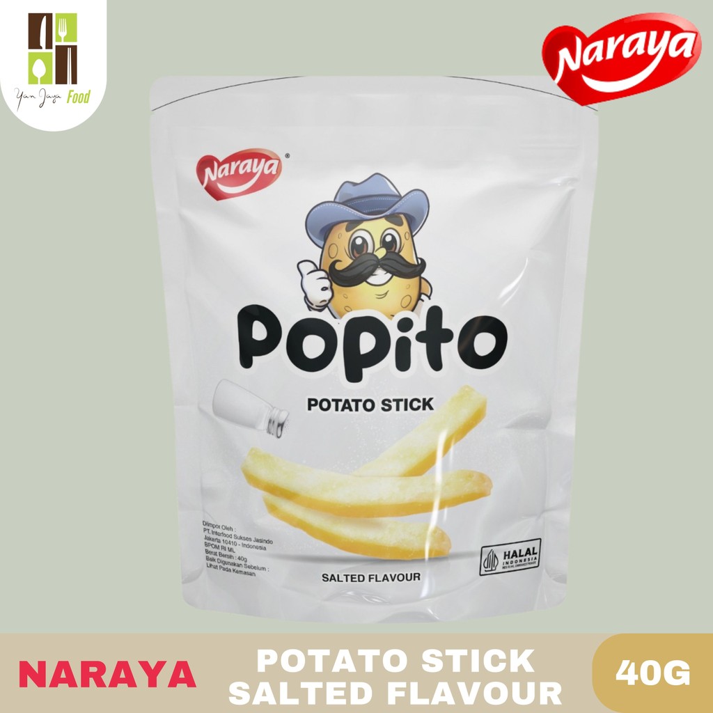 

NARAYA POPITO Potato Stick Snack Kemasan 40g Kentang Rasa Salted Flavour / Snack Kentang / Ciki Kentang