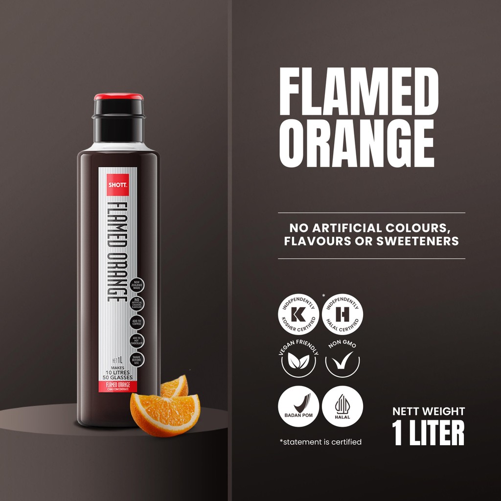 

Sirup Rasa Kult Jeruk Merk SHOTT 1000mL Flamed Orange