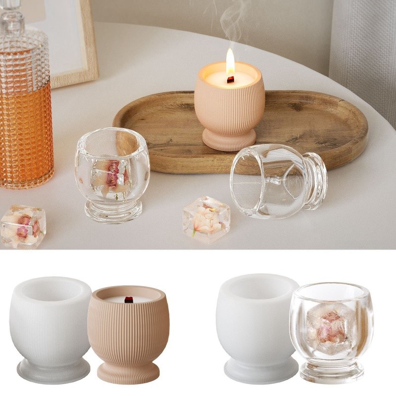 

New Stripe Wine Glass Cup Plaster Silicone Mold DIY Glossy Round Candle Aromatherapy Vessel Resin Molds Creative Home Decoration