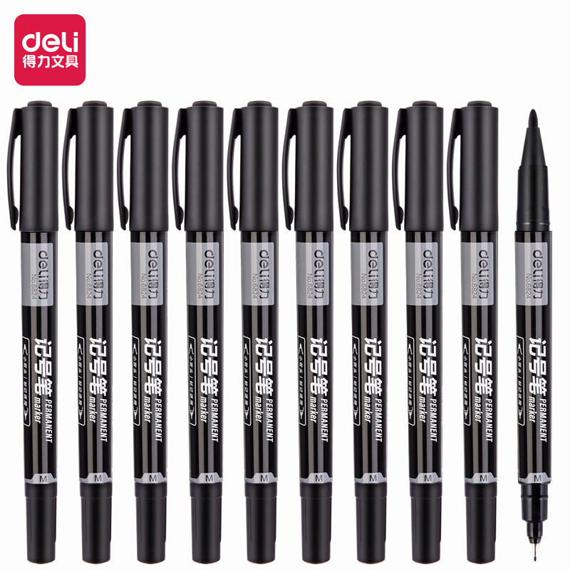 

Deli Double-Ended Oil-Based Markers Set for Students Fine/Thick Art Outline Sketching CD Marking Tool 12 Pieces per Box
