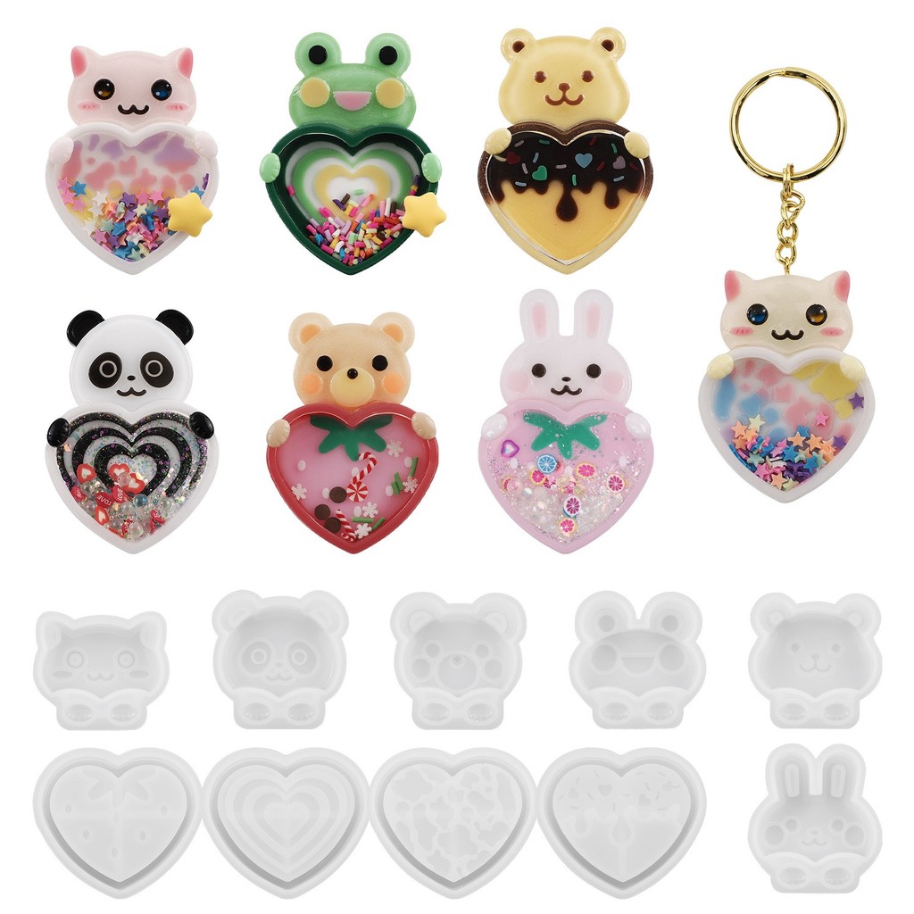 

Animal Shake Joy Keychain Silicone Mold DIY Flowing Sand Love Cat Pendant Hanging Decoration Resin Epoxy Mold Jewelry Handmade