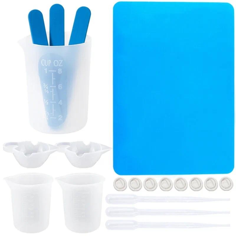 

Resin Mixing Tools 100ml/250ml Measuring Cups Non-stick Silicone Mat Stirring Rods Plastic Spoons For DIY Epoxy Craft Making