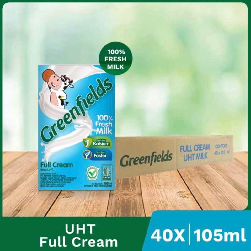

New Susu Greenfields UHT Full Cream 40x105ml Nutrisi TinggiPremium