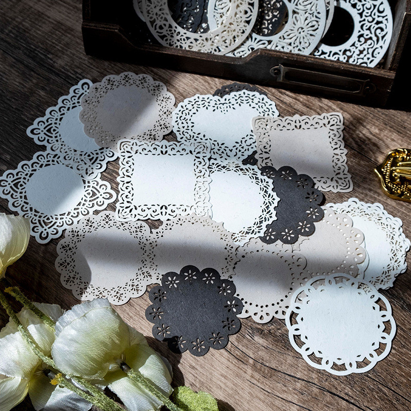 

20 pcs Hollow out tracery lace paper material paper Decorative Diary Album Scrapbooking card Junk Journal Supplies