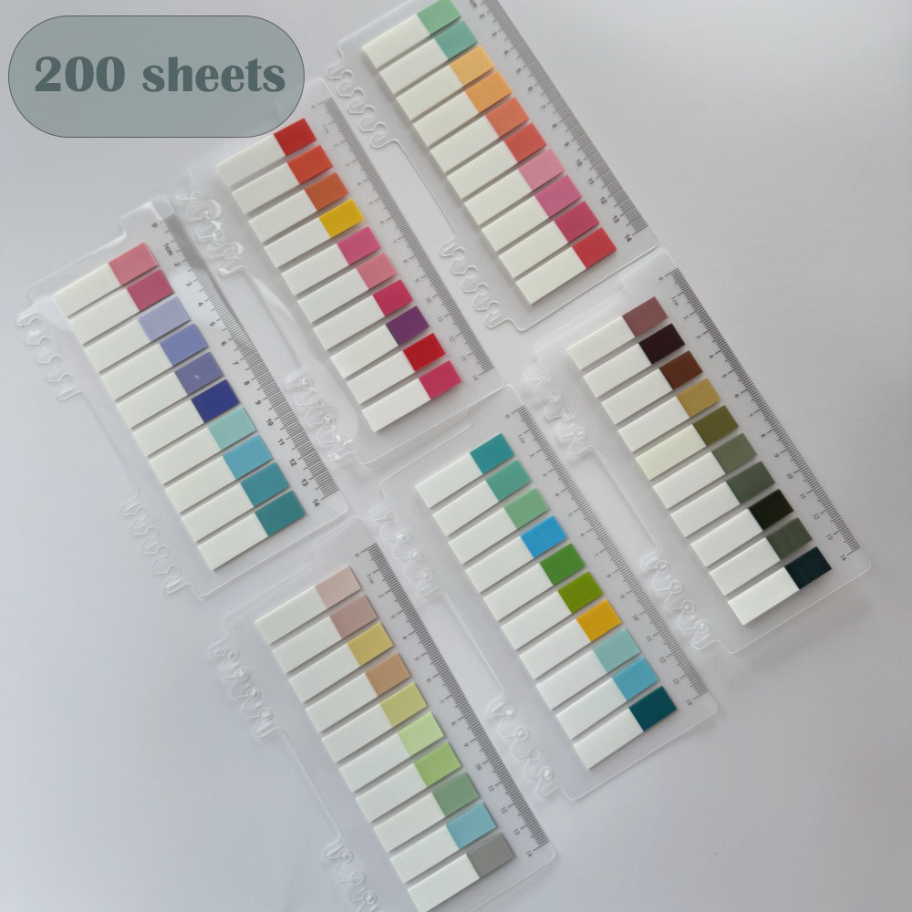 

200pcs Morandi Solid Color Index Memo Pad Loose-leaf Sticky Notes Page Flag Markers Book Tabs Sticker Stationery Supplies