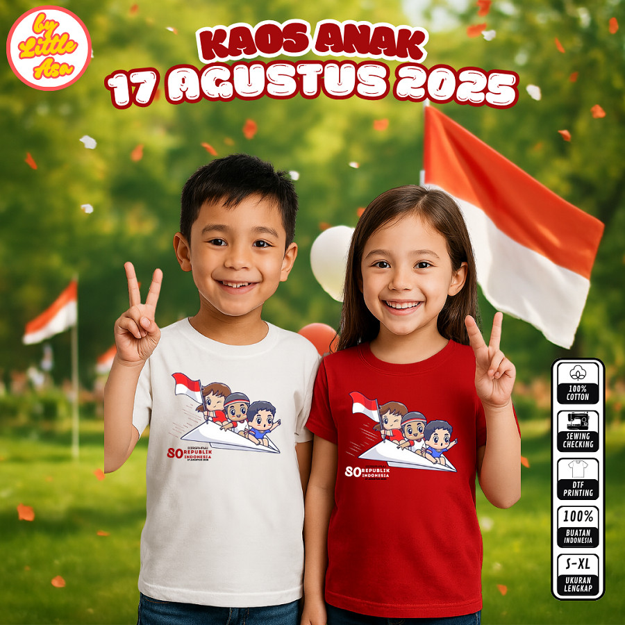 KAOS ANAK // Kaos 17 Agustus 2025 Anak: Merah Putih untuk Perempuan & Laki-Laki