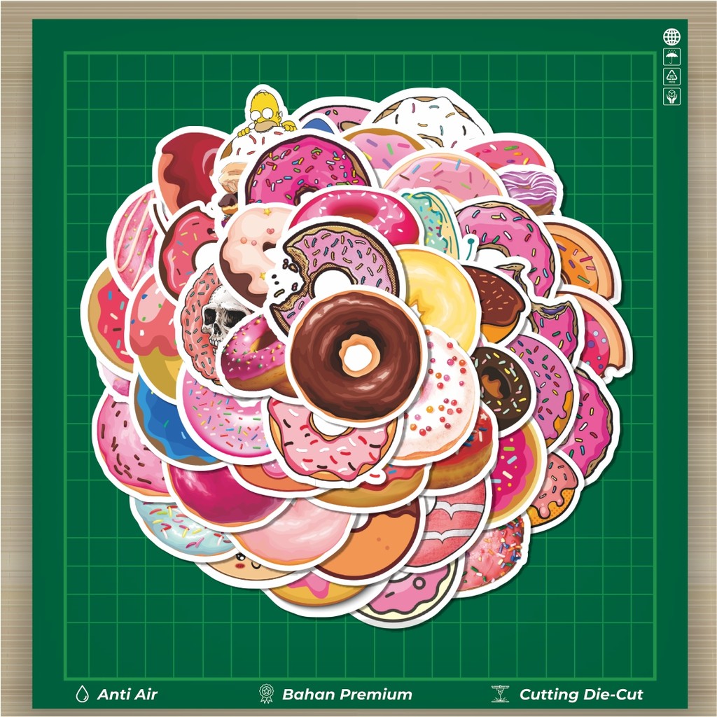 

HOT 50 PCS STIKER Stiker Delicious Doughnut [Donat Lezat] Stiker Fashion Cars Decal Dingin Kartu Album Custom Vinyl Anti Air- Sticker Aesthetic Buku Journal Koper Casing HP Tablet Laptop Helm Motor Botol Minum