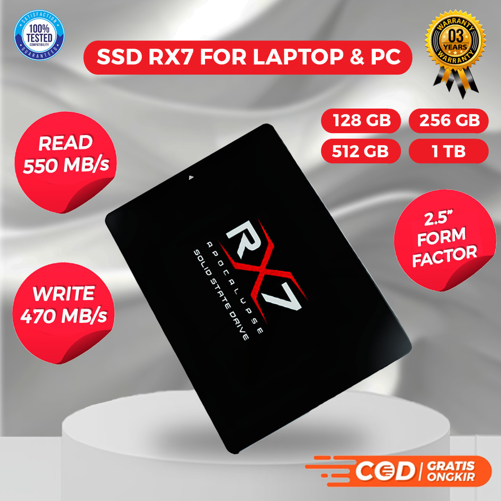 SSD RX7 256 GB DAN 128 GB + INSTALASI SATA ORIGINAL UNTUK LAPTOP DAN PC