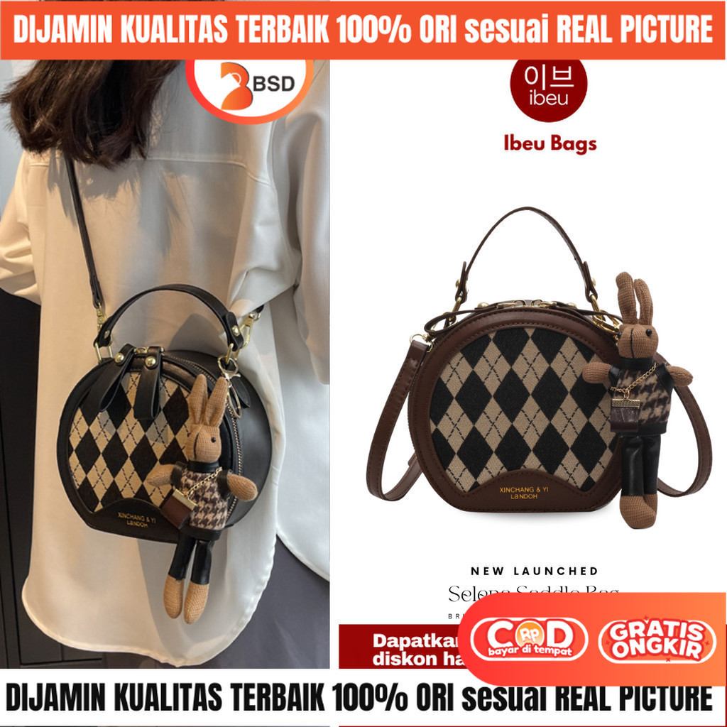 BSD IBEU Selena Saddle Bag Diamond Tas Pesta Mewah Mini Kecil Selempang Wanita HandBag Shoulder Bag