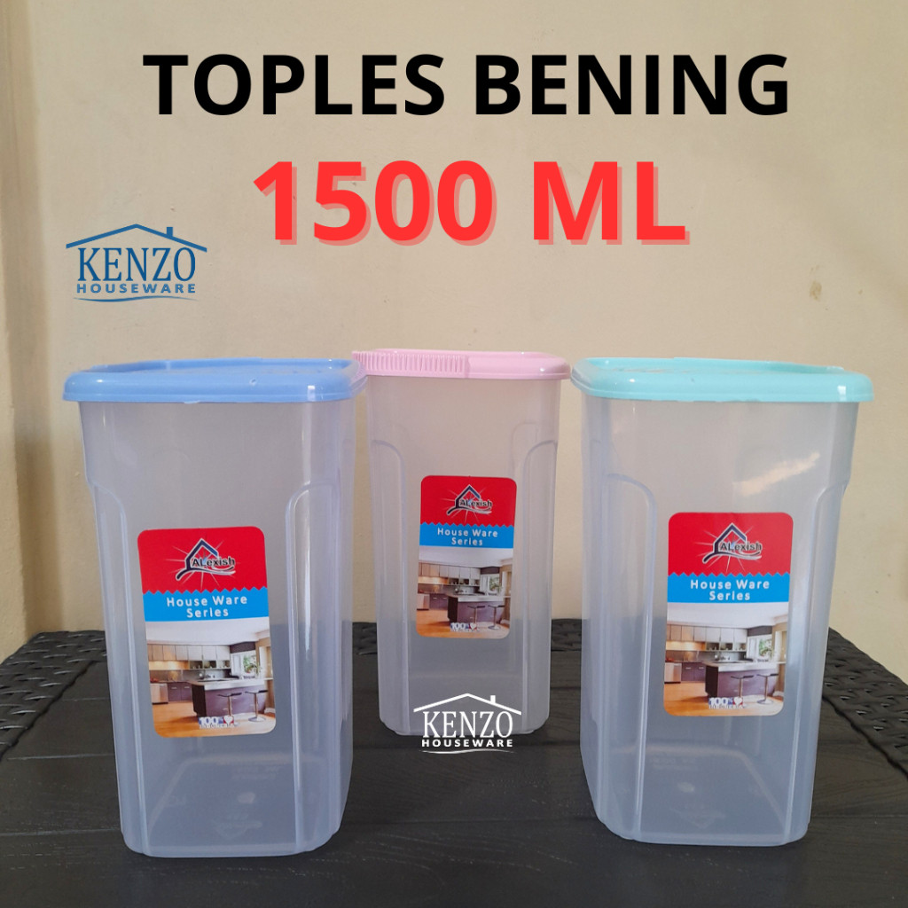 PROMO TOPLES 1 LITER TOPLES KOTAK PLASTIK KUE KERING TOPLES SNACK WADAH TINGGI BENING ALEXISH