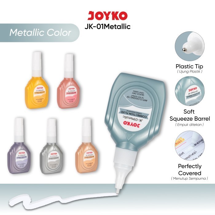 

Correction Fluid Cairan Koreksi Penghapus Cair Joyko JK-01 Metallic - Stipo Tip-ex Tipe x Cair Joyko
