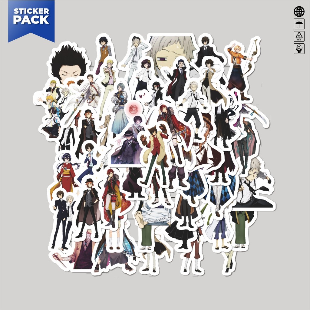 

[100PCS]Stiker Pack Stiker Manga Bungo Stray Dogs Series 3 Aesthetic Vinyl Anti Air Dekorasi Sticker Laptop Buku Journal Koper Helm Casing HP Gitar Helm Skateboard