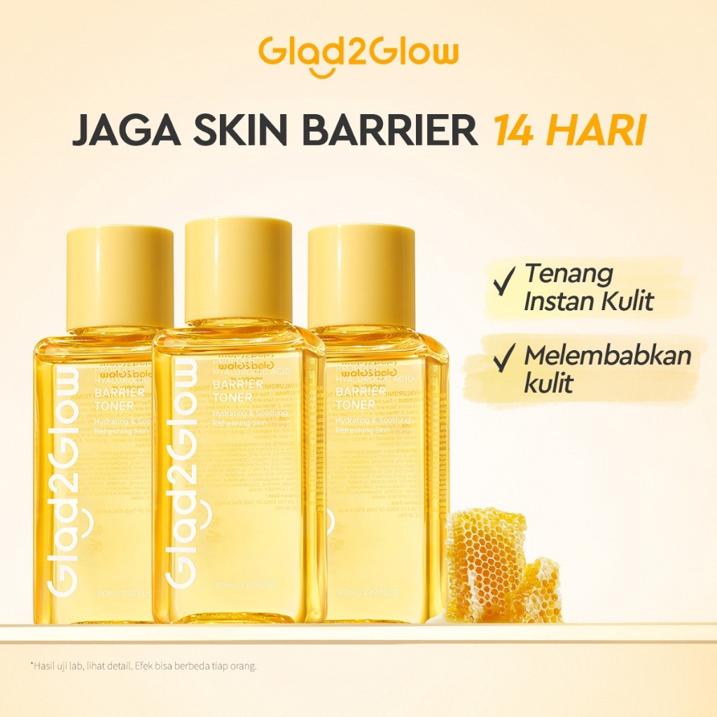 [KHUSUS MEMBER]Glad2Glow Propolis Hyaluronic Acid Barrier Essence Toner badan face mist hydrating to
