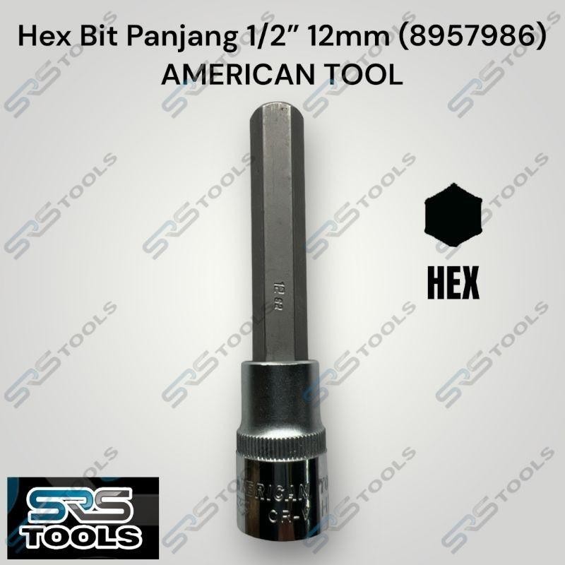 AMERICAN TOOL 8957986 Mata Kunci Sok Shock Sock 1/2 Inch 12 mm Hex Bit Panjang Segi 6 L 12mm