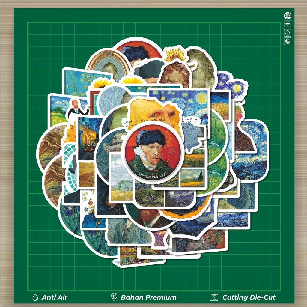 

HOT 50 PCS STIKER Stiker Van Gogh Art Q-2 Mini Diary Manual Stiker Fashion Cars Decal Dingin Kartu Album Custom Vinyl Anti Air- Sticker Aesthetic Buku Journal Koper Casing HP Tablet Laptop Helm Motor Botol Minum