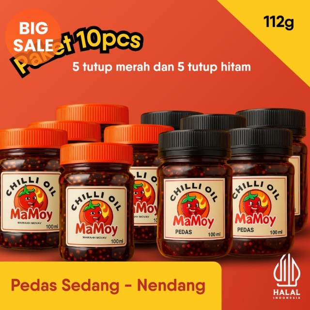 

Chilli Oil Mamoy Paket 10pcs Mix Pedas Sedang - Nendang Halal 112g