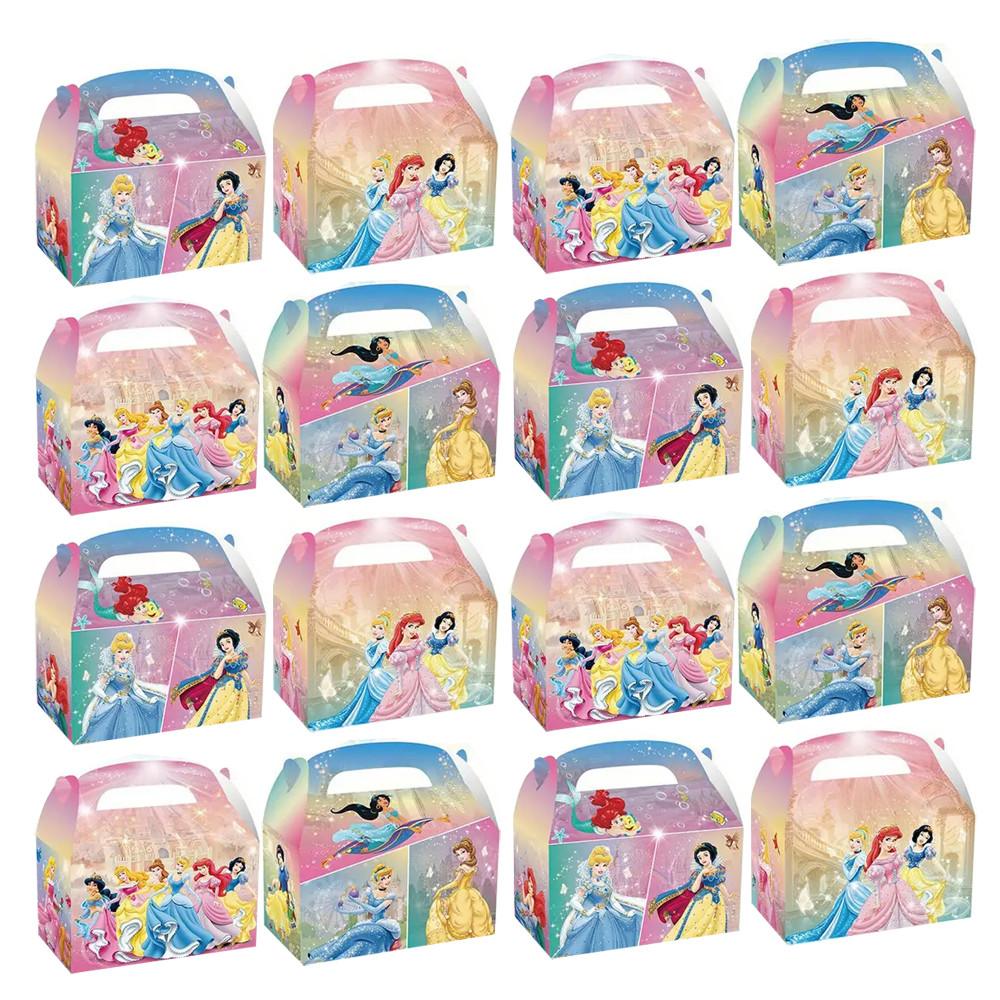 

12pcs/24pcs Princess Birthday Party supplies Snow White Beauty Ariel Cinderella Candy Box Snacks Party candy gift bag decoration