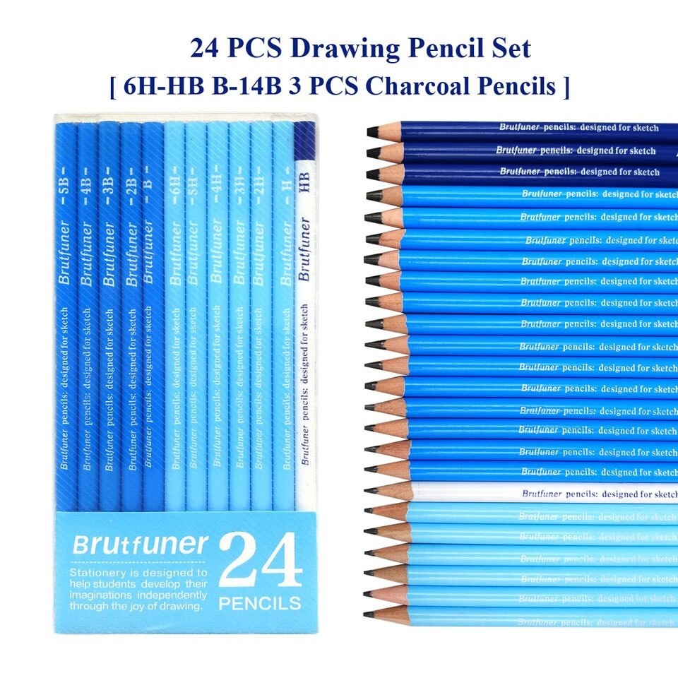 

Brutfuner 24Pcs sketching pencil/pensil sketsa/pensil gambar set