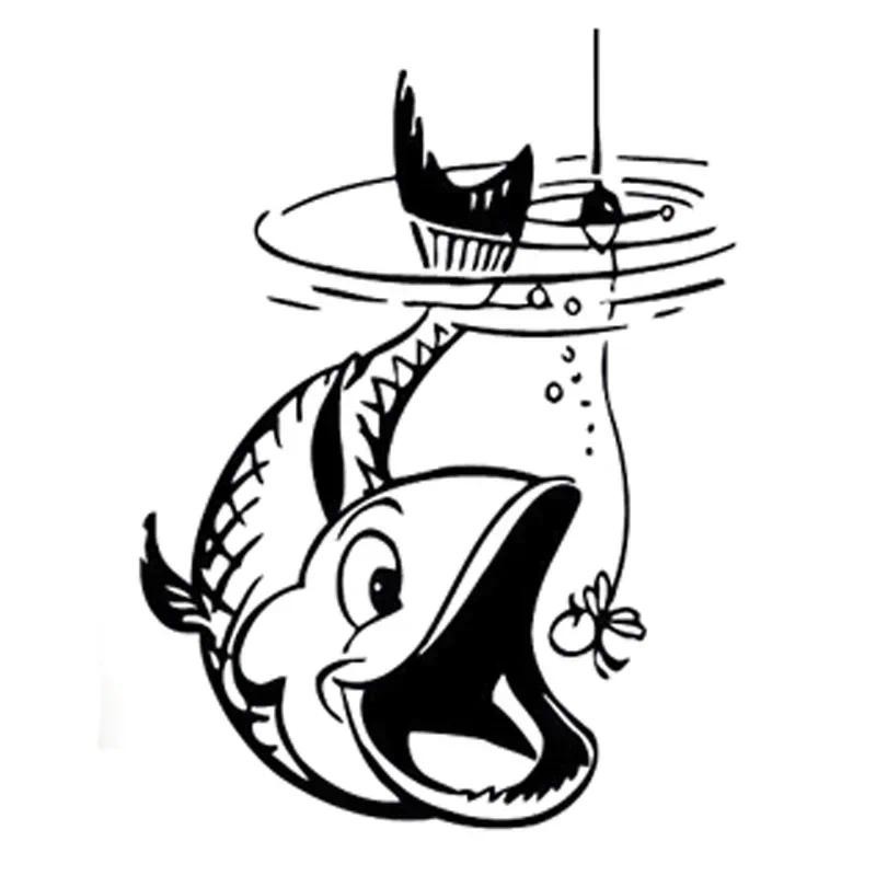 

Interesting fishing silhouette polyethylene car interior and exterior decoration waterproof sticker, 13.1cmx 17.5cm