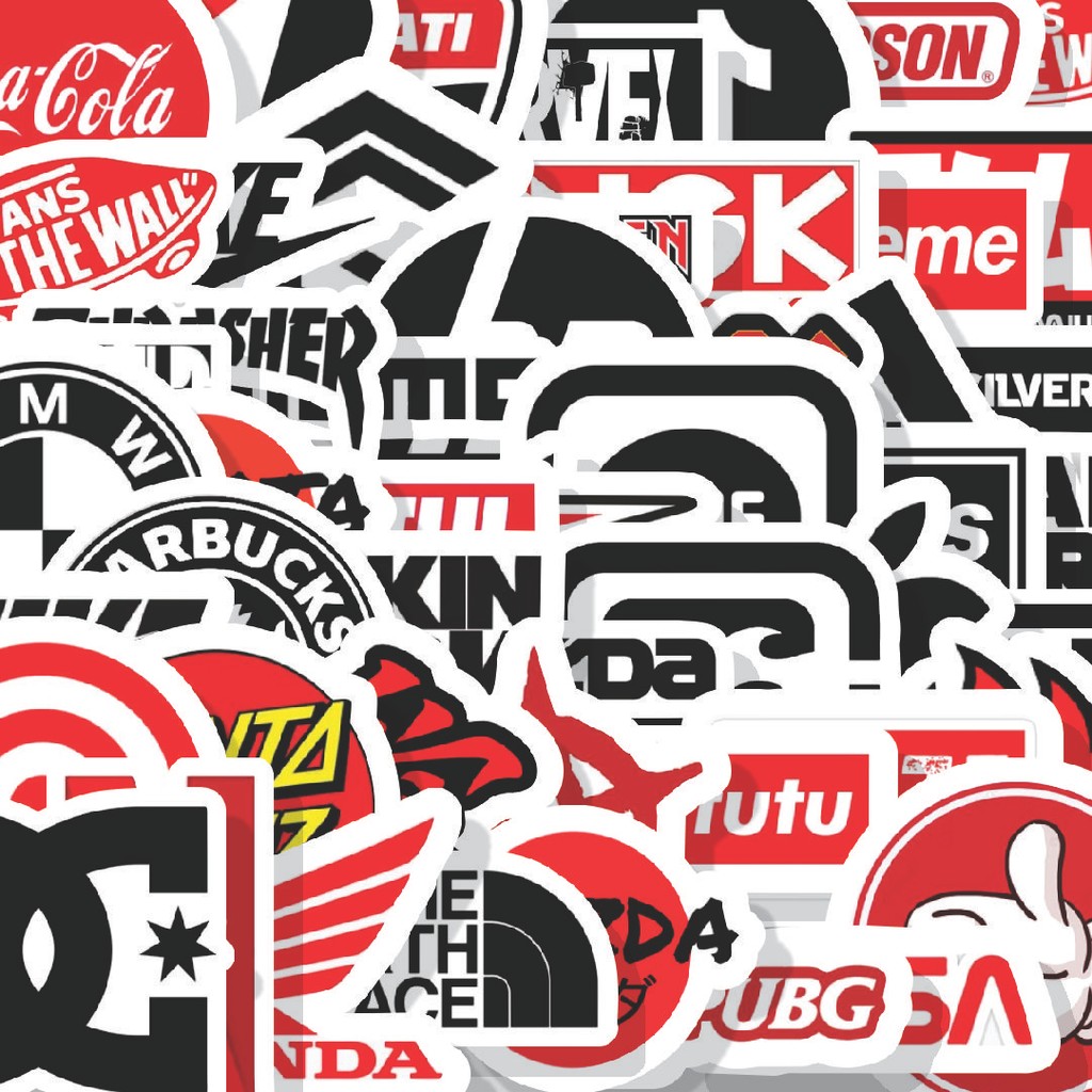

Stiker Cutting Pack Stiker Red and Black Mixed Logo [Campuran Logo Merah dan Hitam] Isi 100Pcs Series Aesthetic Lucu Keren Untuk Koper Bahan Vynil